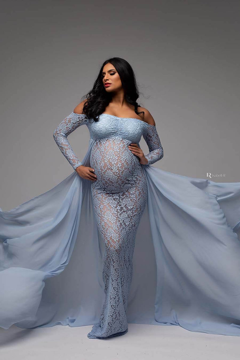 Catteleya light blue Maternity dress ...